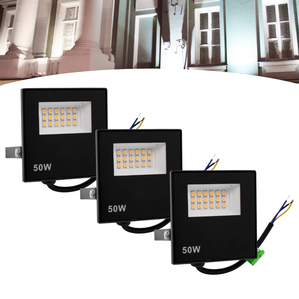 Kit 3 Refletor Led 50w Holofote Prova D'água Bivolt Branco Frio