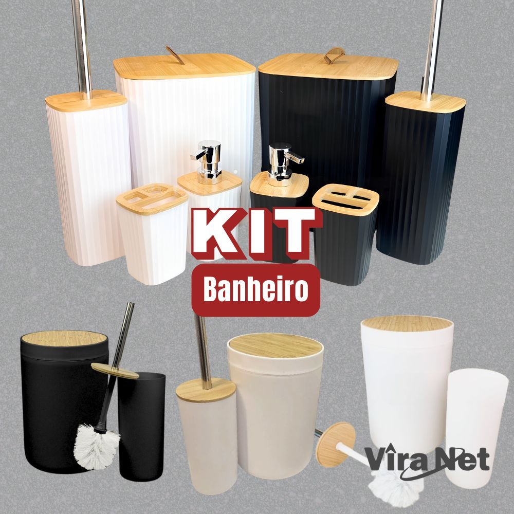 Kit Banheiro Decorada Bambu Moderno Conjunto Casa Lavabo Multiuso