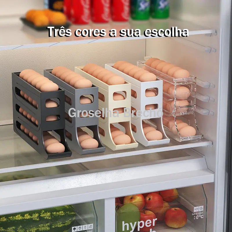 Porta Ovos Suporte Organizador Geladeira 30 Ovos Deslizante 4 Andares