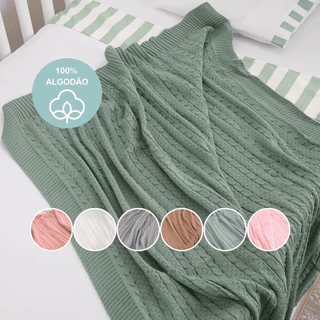 Brubrelel Baby | Mantinha Bebê Tricô 100% Algodão Verde Oliva – Saída Maternidade Macia Confortável em Oferta na Shopee