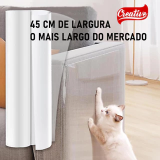 Sofá Protetor Gato Anti Arranhões Adesivo Proteção 45 Cm x 5 Metros Transparente Cristal