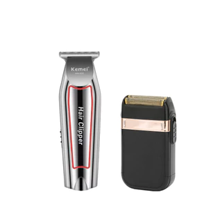 kit Duas Maquinas Barbeador Acabamento e Aparador de pelos Shaver Bivolt Recarregaveis