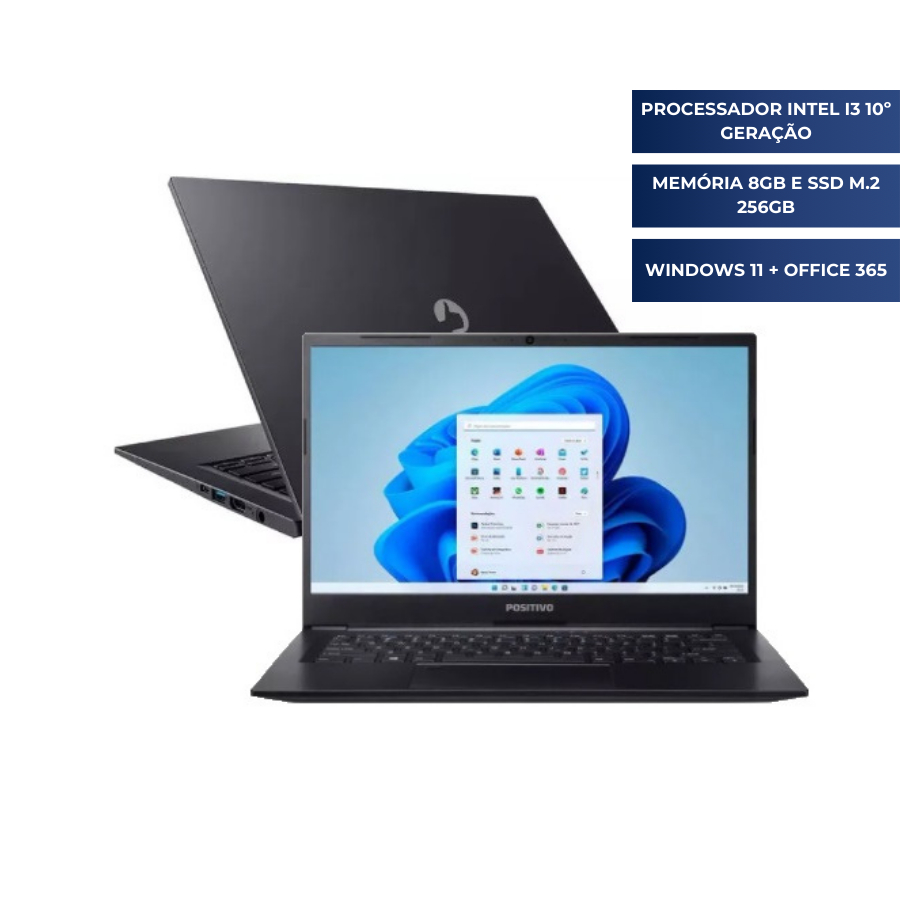 Notebook Positivo i3-10110U 2.10GHz Memória 8GB SSD 256GB Windows