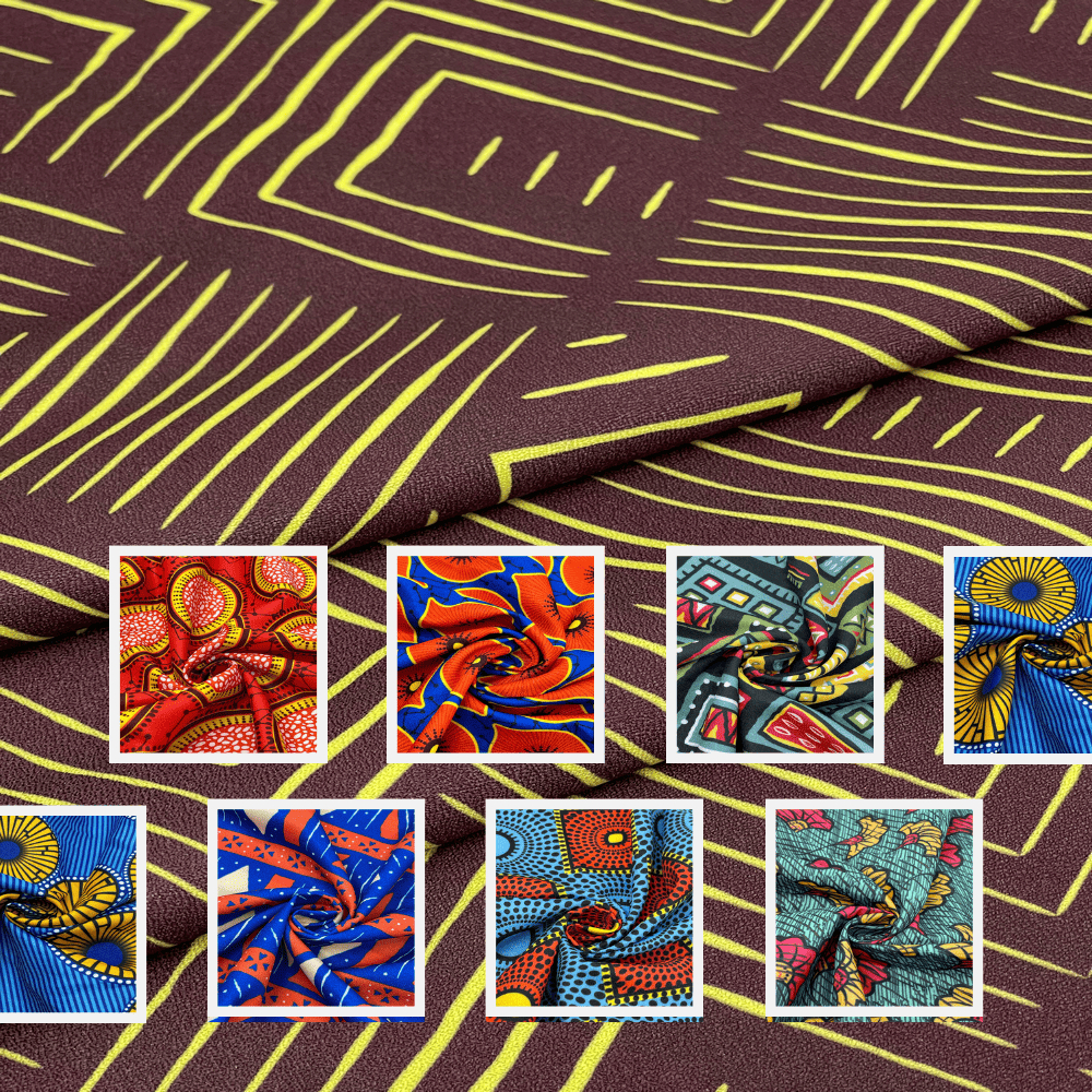 Tecido Crepe Africano Estampado 1,0 x 1,50 Microfibra / Tactel