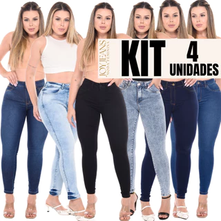 Kit 4 Calças Feminina Cintura Alta Skinny Jeans Com Lycra Levanta Bumbum em Oferta na Shopee