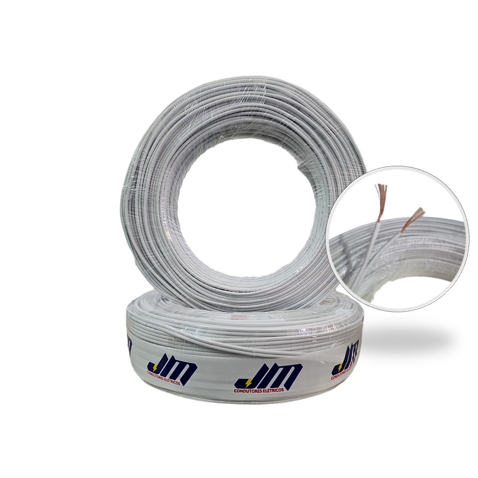 Cabo Paralelo 2x1,5mm - Rolo com 100m - Cor Branco