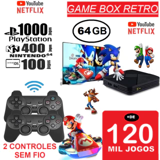 Vídeo Game Box Retro 120 Mil Jogos Clássicos 64gb Com 2 Controles