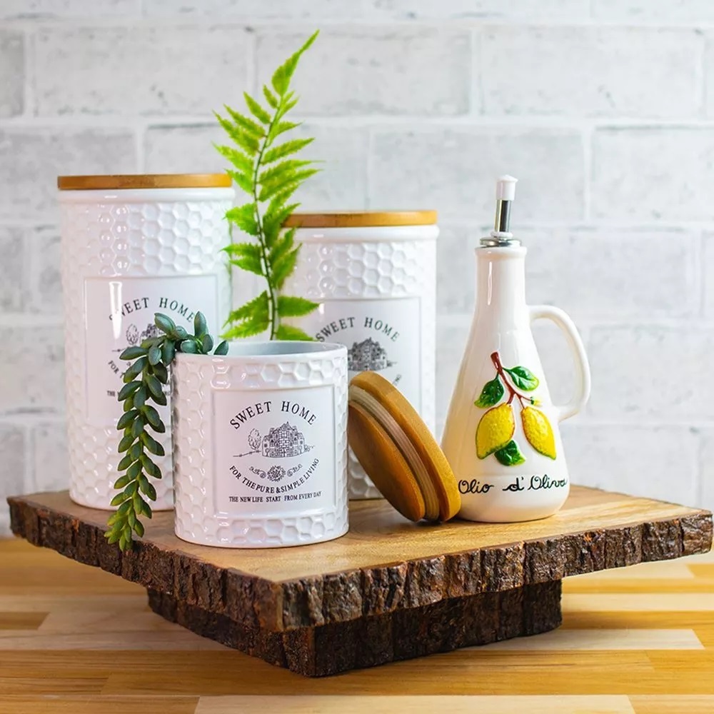 Pote de Cerâmica Sweet Home Wolff 500ml 1 litro 1,35 Diversos Produtos para Cozinha Açucareiro Meleira Saleiro