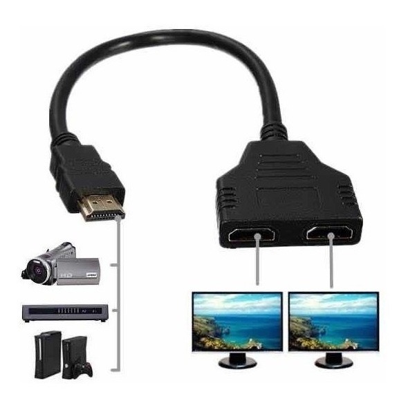 Cabo Hdmi Divisor Splitter Duplicador Y 1 Macho Para 2 Fêmea