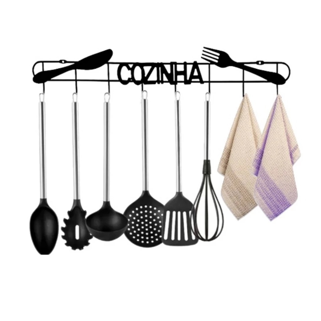 Suporte Barra Para Cozinha Pendurar Utensilios Talheres 47cm Shopee