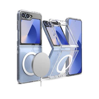 Capa Fusion [compatível com MagSafe] projetada para Samsung Galaxy Z Flip 6, capa de telefone transparente resistente a arranhões à prova de choque - transparente