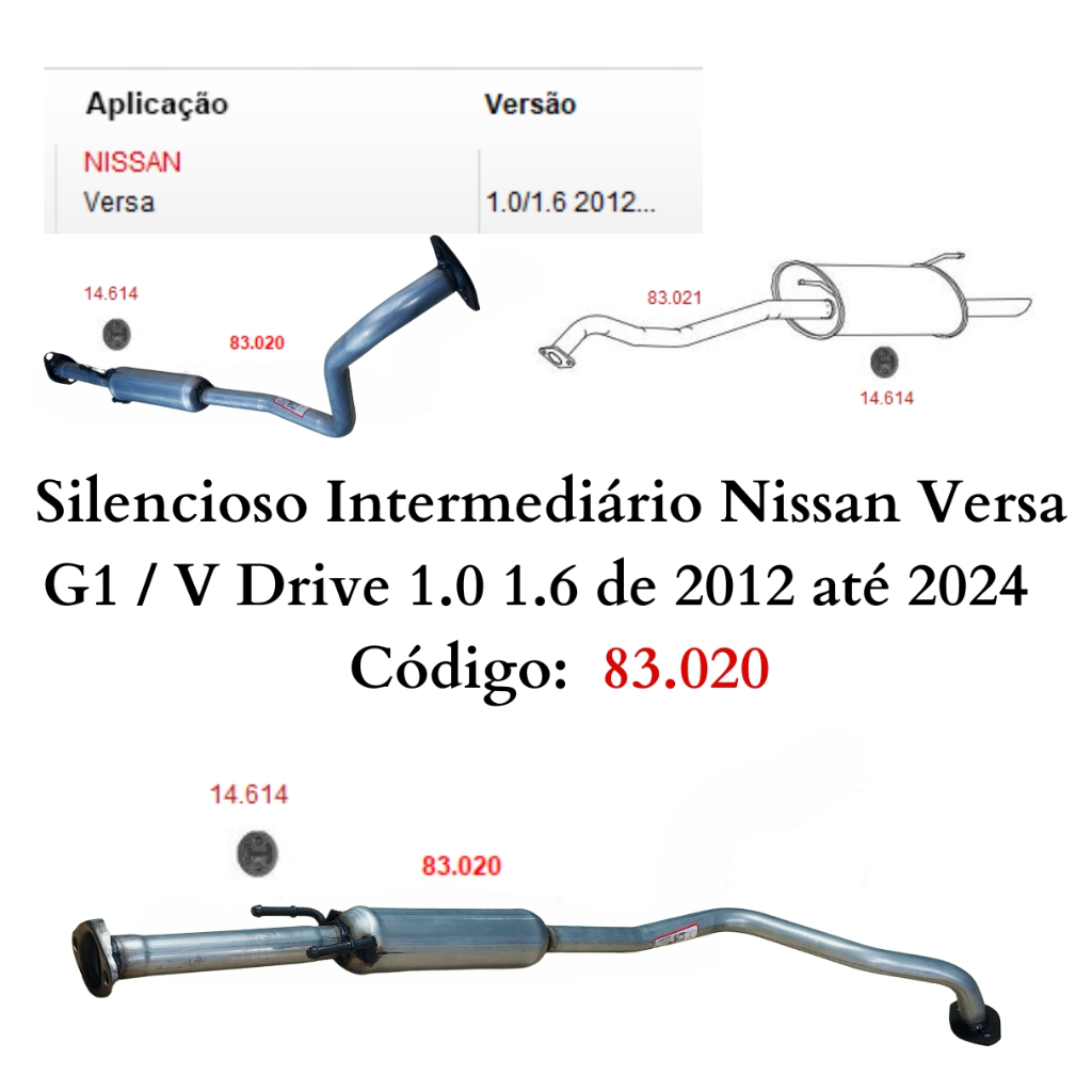 Escapamento Silencioso Intermediário Nissan Versa V Drive de Escapamento Silencioso Intermediário Nissan Versa V Drive de