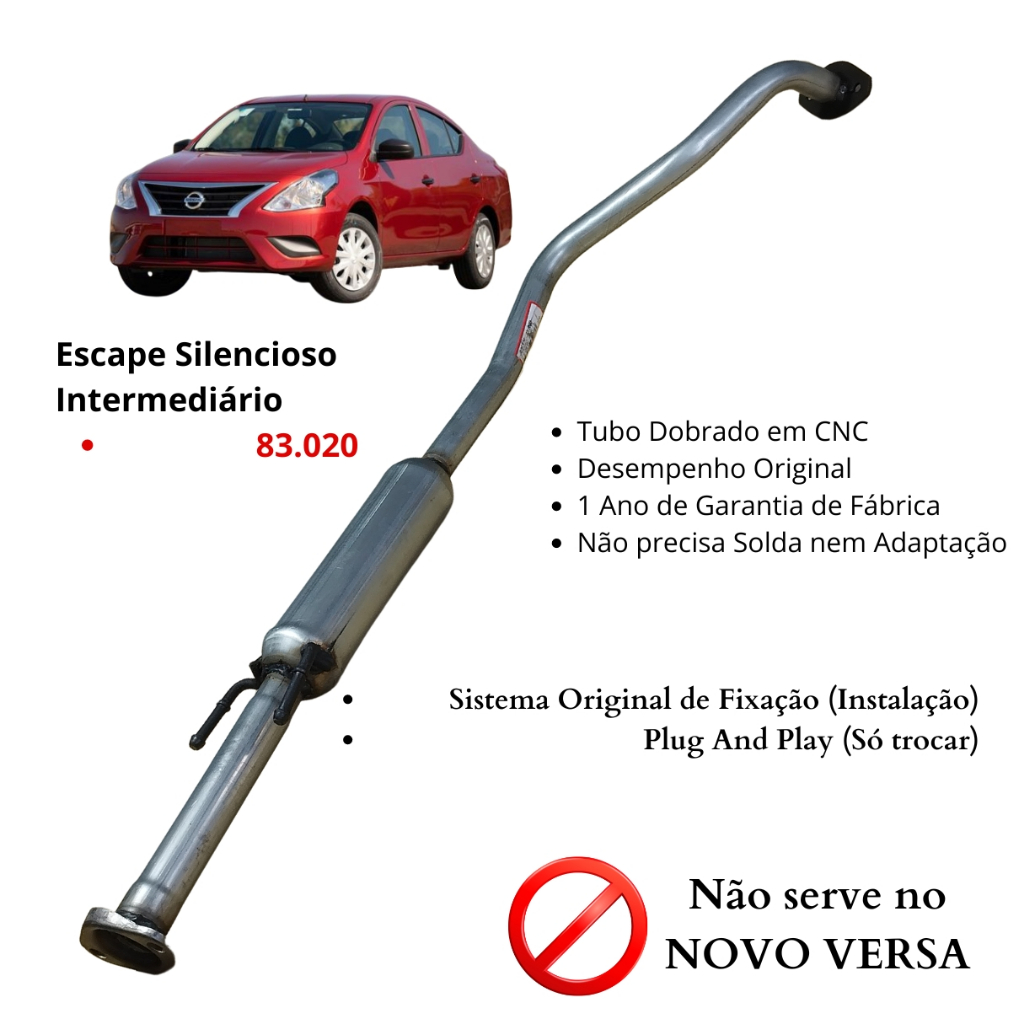 Escapamento Silencioso Intermediário Nissan Versa V Drive de Escapamento Silencioso Intermediário Nissan Versa V Drive de