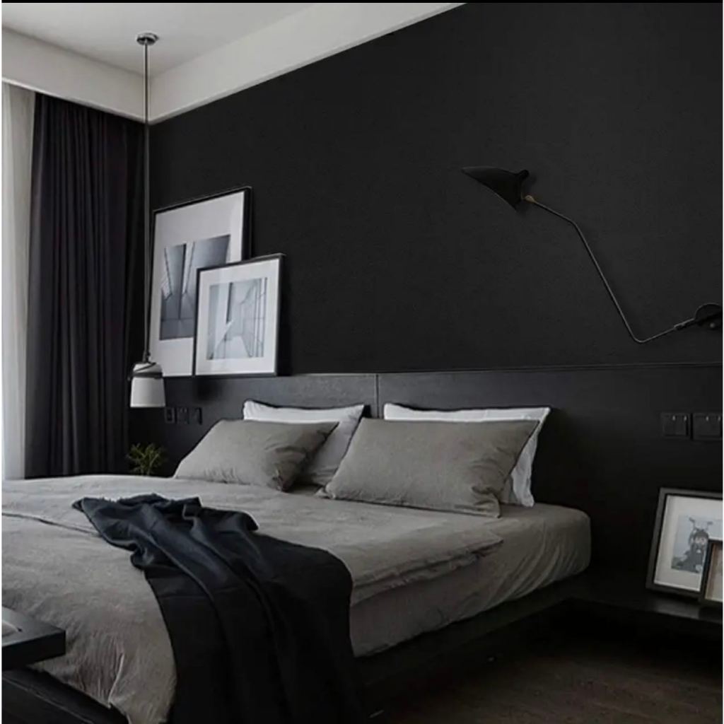Papel de Parede 3D Preto 5 METROS x 45CM Adesivo Autocolante para Sala, Quarto