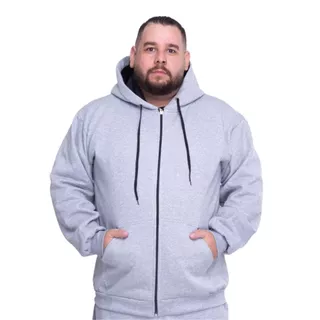 BLUSA MOLETOM PLUZ SIZE MASCULINA COM ZIPER E CAPUZ FRIO INVERNO