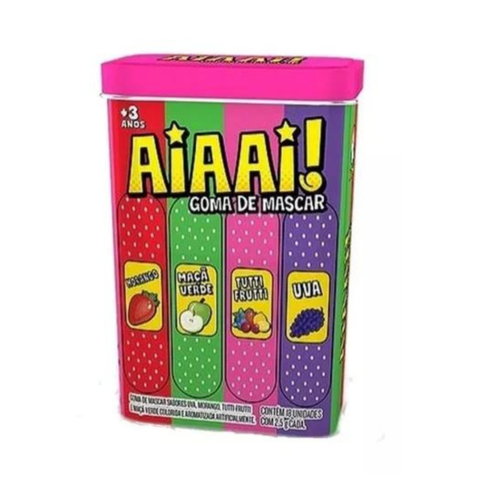 1 Lata Chiclete Goma De Mascar Aiaai! Com 18 Chicle Kid Zone Shopee