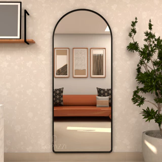 Espelho Base Reta Grande Corpo Inteiro 170x70cm Com Moldura Alumínio Para Quarto Sala Decorativo