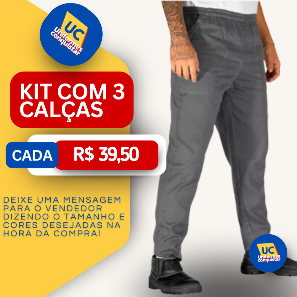 Kit 3 Calças de Brim Super Resistentes para Trabalho Pesado – Durabilidade Garantida!