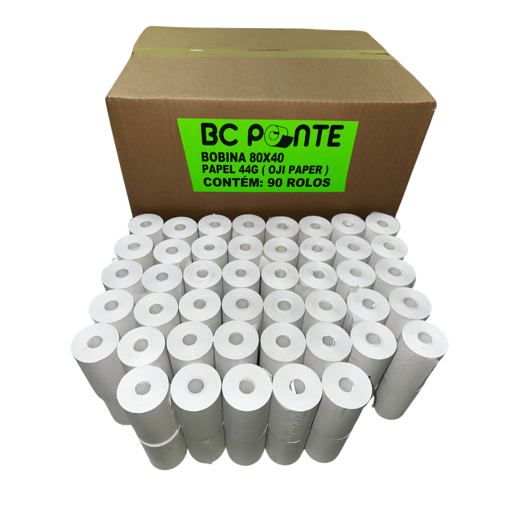 Bobina termica 80x40 cupom fiscal branca com 90 unidades p/ impressora ...