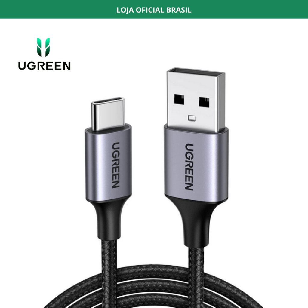Cabo de Carregamento e Dados Ugreen USB 2.0 Para Tipo-C USB-C Trançado - 1 Metro