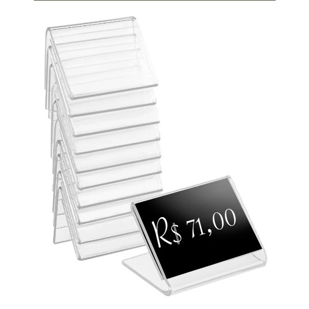 Display Porta Preços Vitrine Balcão 4x4 Cm Kit 10 Peças