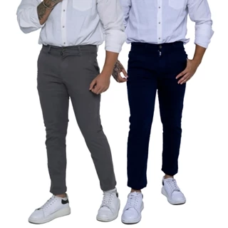 Calça Modelo Alfaiataria Masculina Slim Fit - Sport Fino Premium com Lycra Elastano Sarja PRONTA ENTREGA