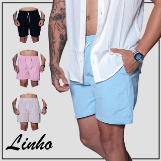 Bermuda de Linho Masculino Short Mauricinho Curto Bolso Faca Diversas Cores