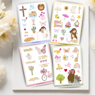 Kit Cartela de Adesivos Decorativos em Vinil a Prova D'água Temas Bíblicos