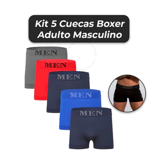 Kit 5 Cuecas Boxer Microfibra Adulto Premium