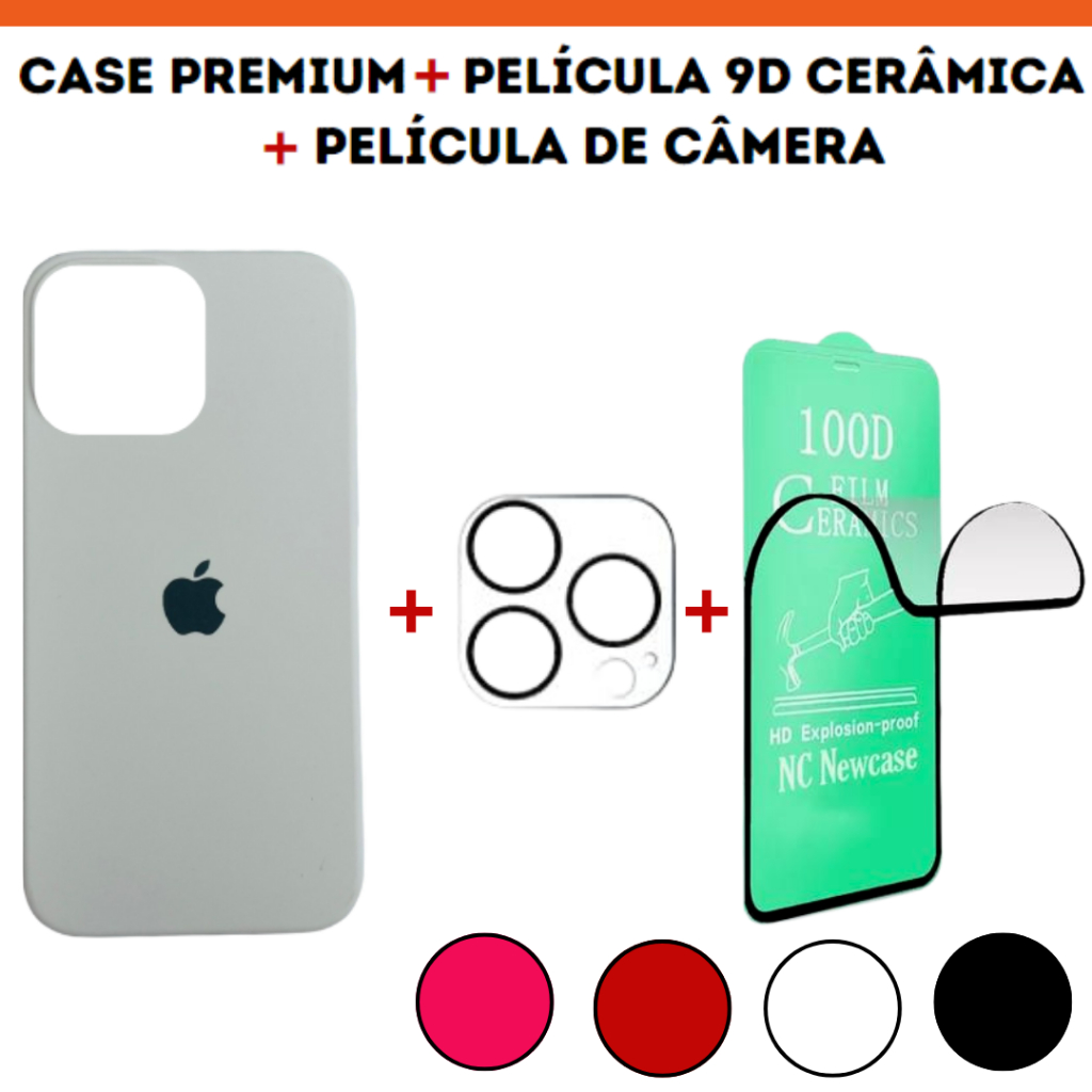 Combo Para iPhone 15 Pro Case Premium Aveludada + Película de Cerâmica ...