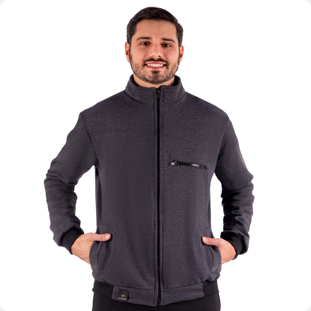 Moletom Liso Casaco Masculino Sem Capuz Jaqueta De Frio Sem