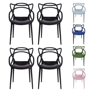 Conjunto 4 Cadeiras Allegra Empilhável Kit Sala Jantar Cozinha Casa Decoração