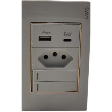 Tomada USB Para Parede Universal Bivolt C3-6