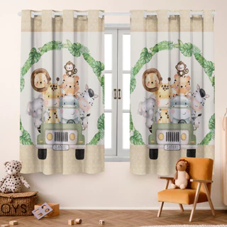 Cortina Infantil Baby 2.00L x 1.50A (Bebê, Estampada, Janela, Decoração, Safari)