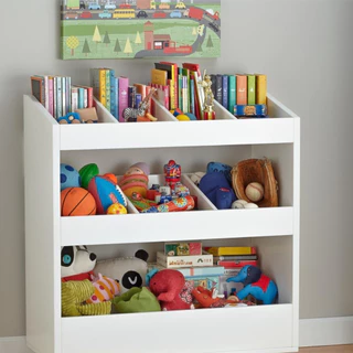 Baú Para Brinquedos Infantil Com Divisórias Organizador De Quarto 100% MDF Branco