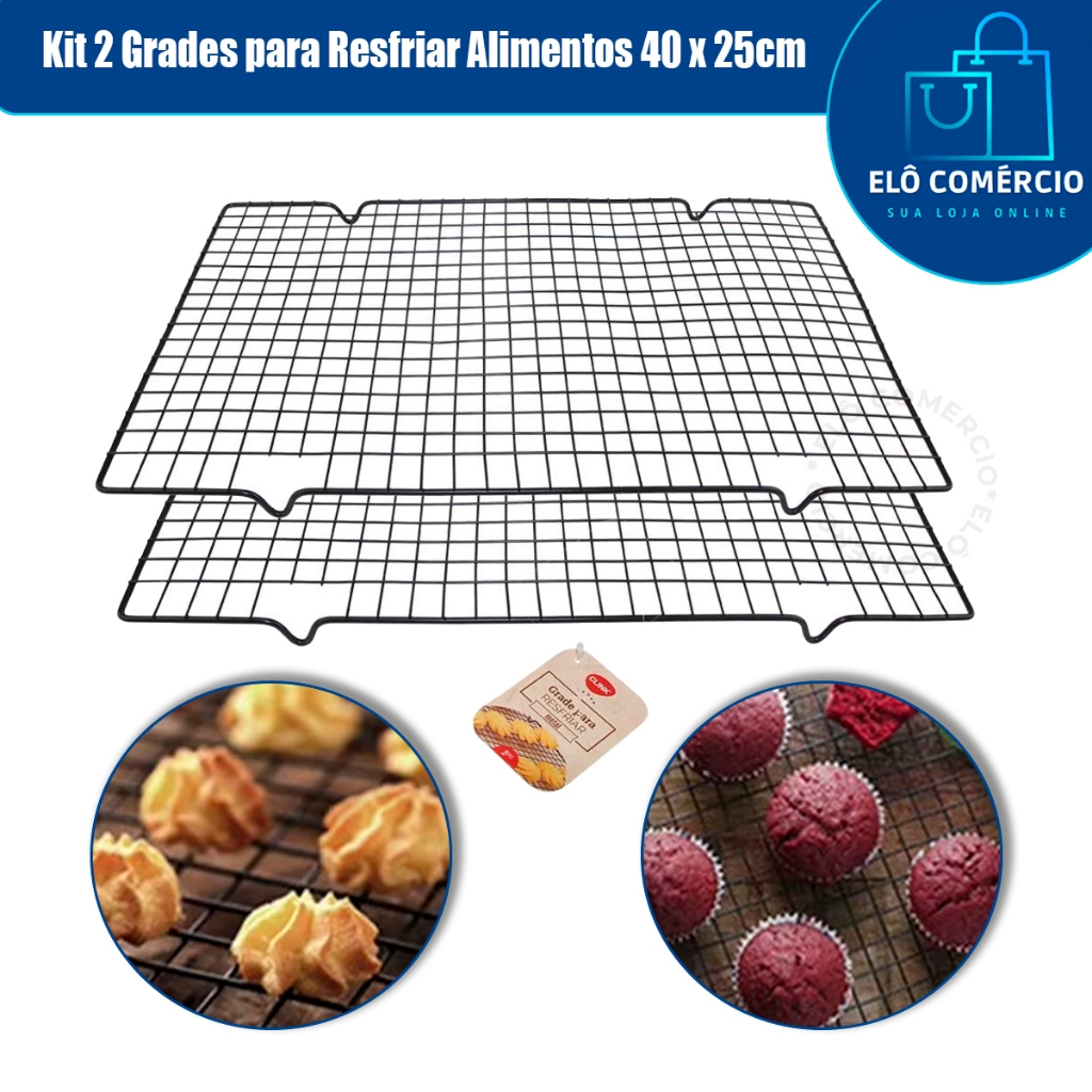 Kit 2 Grades para Resfriar Alimentos Bolos e Biscoitos Antiaderente 40cm x 25cm