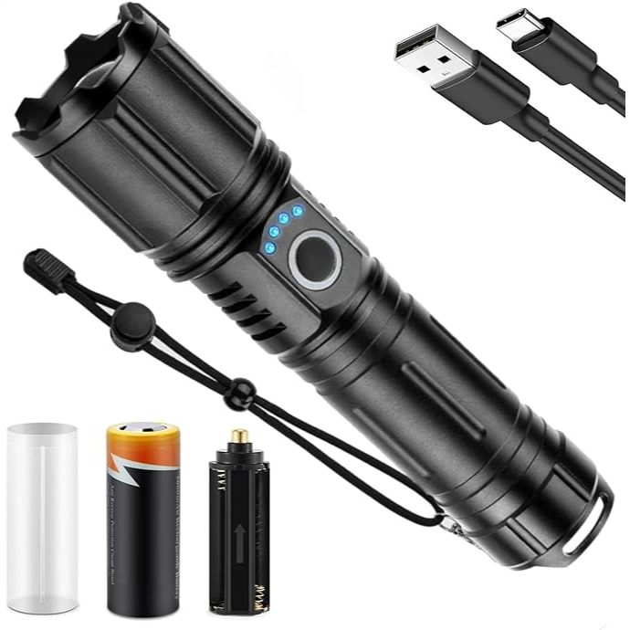Lanterna Tática Sitio Fazenda Potente Iluminação Recarregável Led Com ...