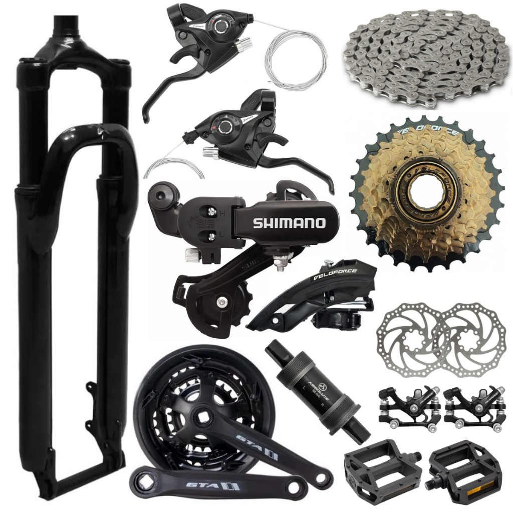 Kit 21 Velocidades Bike Aro 26 Suspensão Freios Disco Cambio Shimano