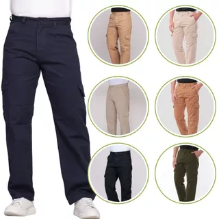 Calça Cargo em Sarja Algodão com Bolsos Nas Laterais Estilo Casual e Confortável