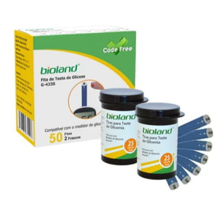 50 Tiras Bioland (G-425-3 e o G-500) ou Kit Medidor de Glicose 25 Fitas 25 Lancetas G-425-3 - Bioland em Oferta na Shopee