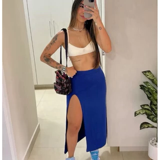 SAIA LONGA Longuete Fenda Grande Sensual Blogueira Gringa TENDENCIA MODA GRINGA PINTEREST