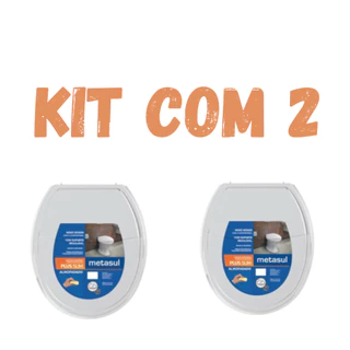 kit 2 Assentos Sanitários Tampa Vaso Oval Almofadado Branco Confortável Básico Metasul Universal Plus Slim