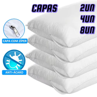 Kit 8 Capas para Travesseiro Branca Fronha 49cm X 69cm Resistente a Agua