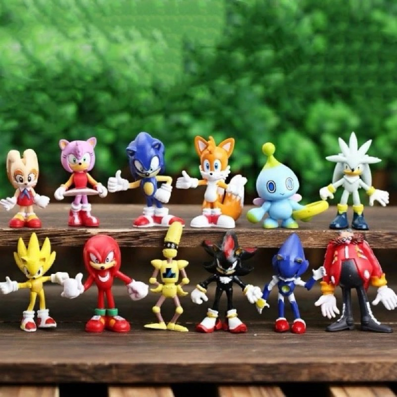 12 Pçs Conjunto Bonecos Sonic PVC Personagem Brinquedo Sonic Action