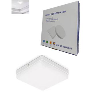 Plafon Led Borda Infinita 50W Sobrepor Quadrado Bivolt Branco Frio 6500k ou Neutro 4000k 30CM