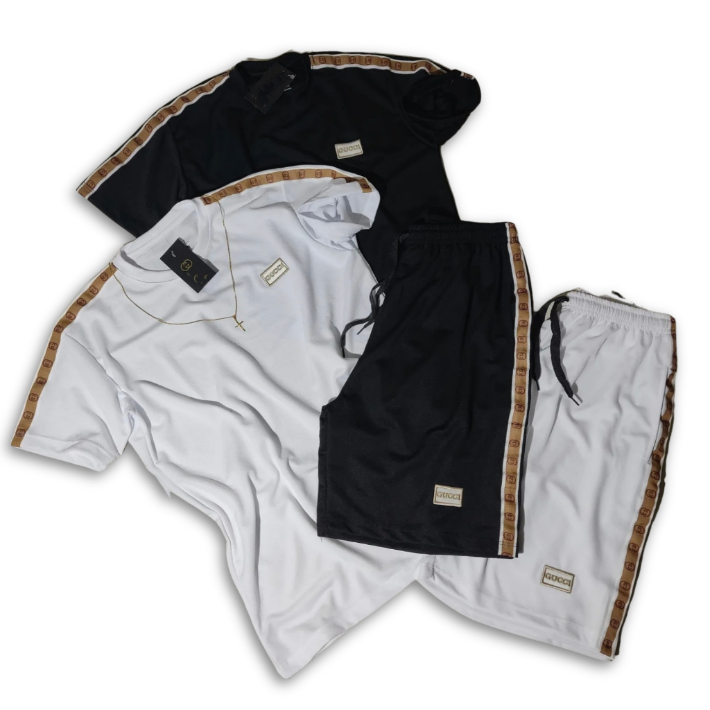 CONJUNTO MASCULINO LUXUOSO BORDADO (CAMISA+BERMUDA)