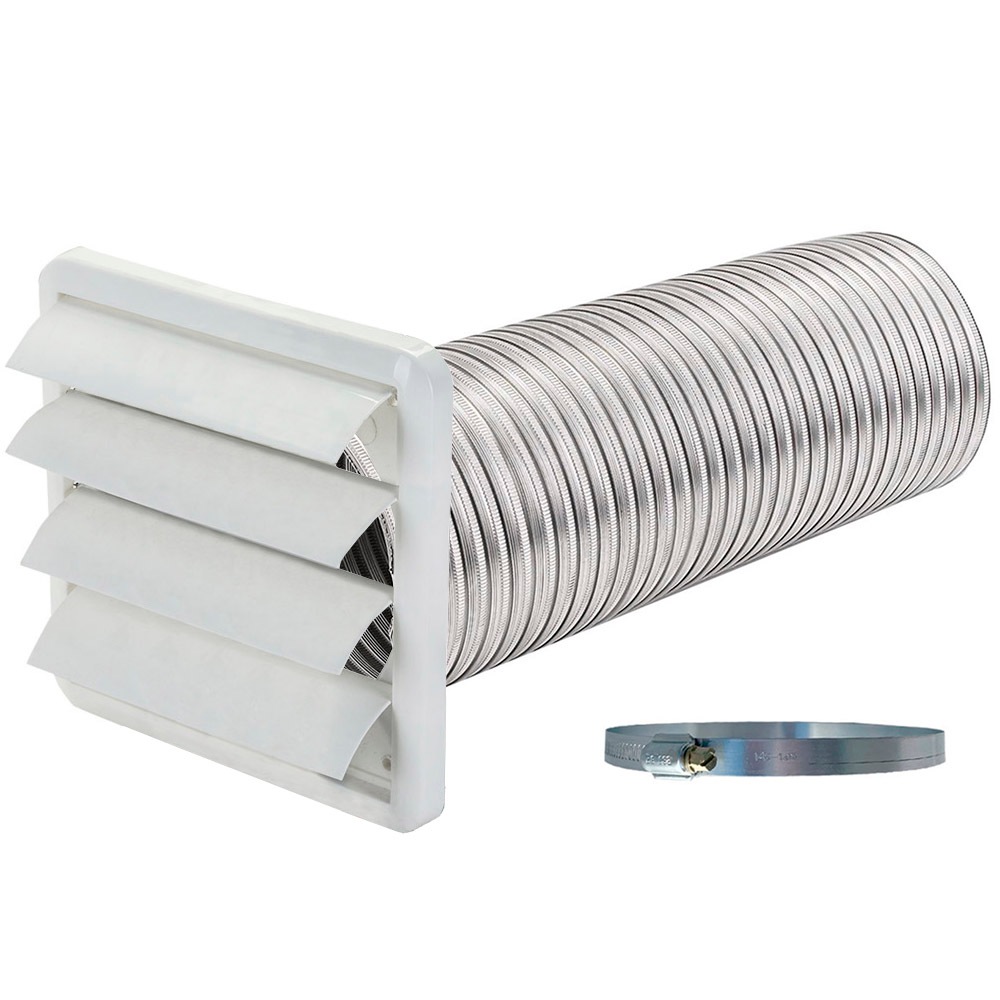Kit Exaustão Saída de Ar Para Coifa Exaustor Depurador 150mm 15cm Com Grade Veneziana ABS Branca