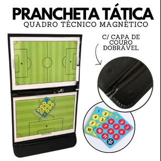 Prancheta Tatica de Futebol Quadro Tecnico Tabua Magnetica Portatil Futsal