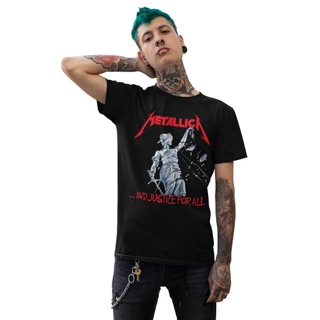 Camiseta Banda De Rock Metallica Caveira And Justice For All Tecido Premium