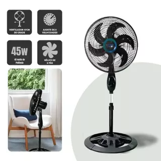 Ventilador Turbo Coluna Preto 120v 220v 6 Pás 3 Velocidades Alta Performace Super Power